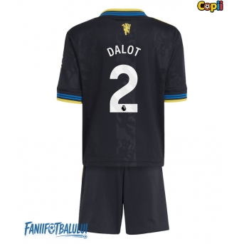 Manchester United Diogo Dalot #2 Echipament de Fotbal Replică 2025-26 Copii Treilea (+ Șorturi)